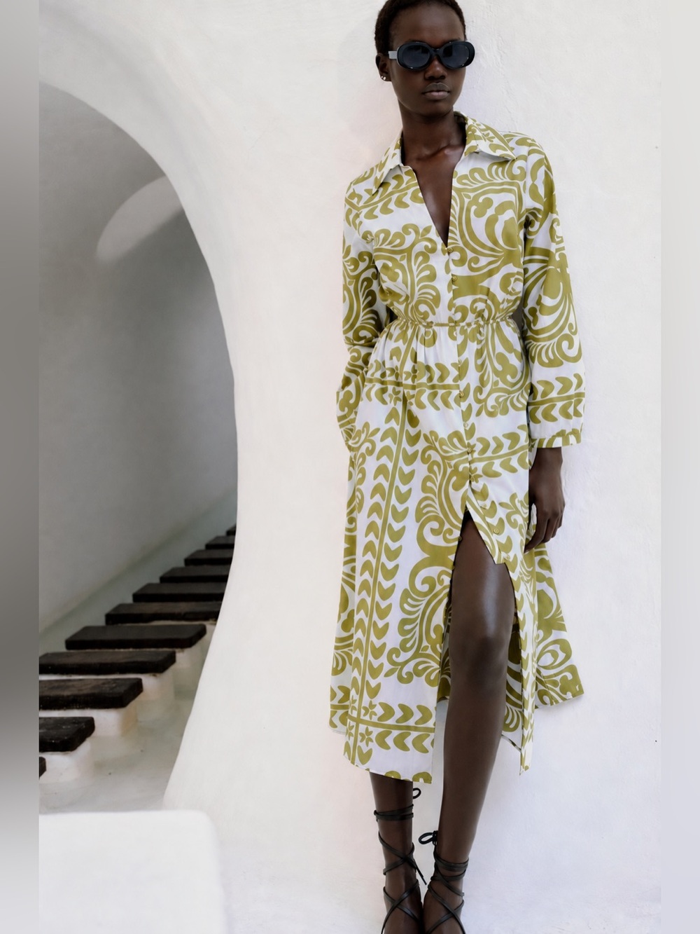 ZARA PRINTED DRESS
GREEN / ECRU